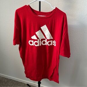 🌿 Adidas Red Tee with White Logo